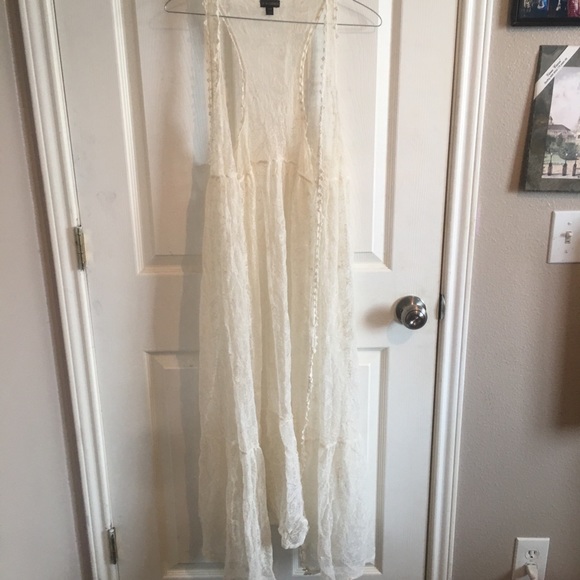 Coco + Carmen Tops - Coco + Carmen cream boho lace duster vest